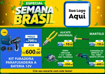 Modelo de Encarte para Encarte A4 Horizontal com o tema Especial Semana do Brasil para Maquinas e Ferramentas