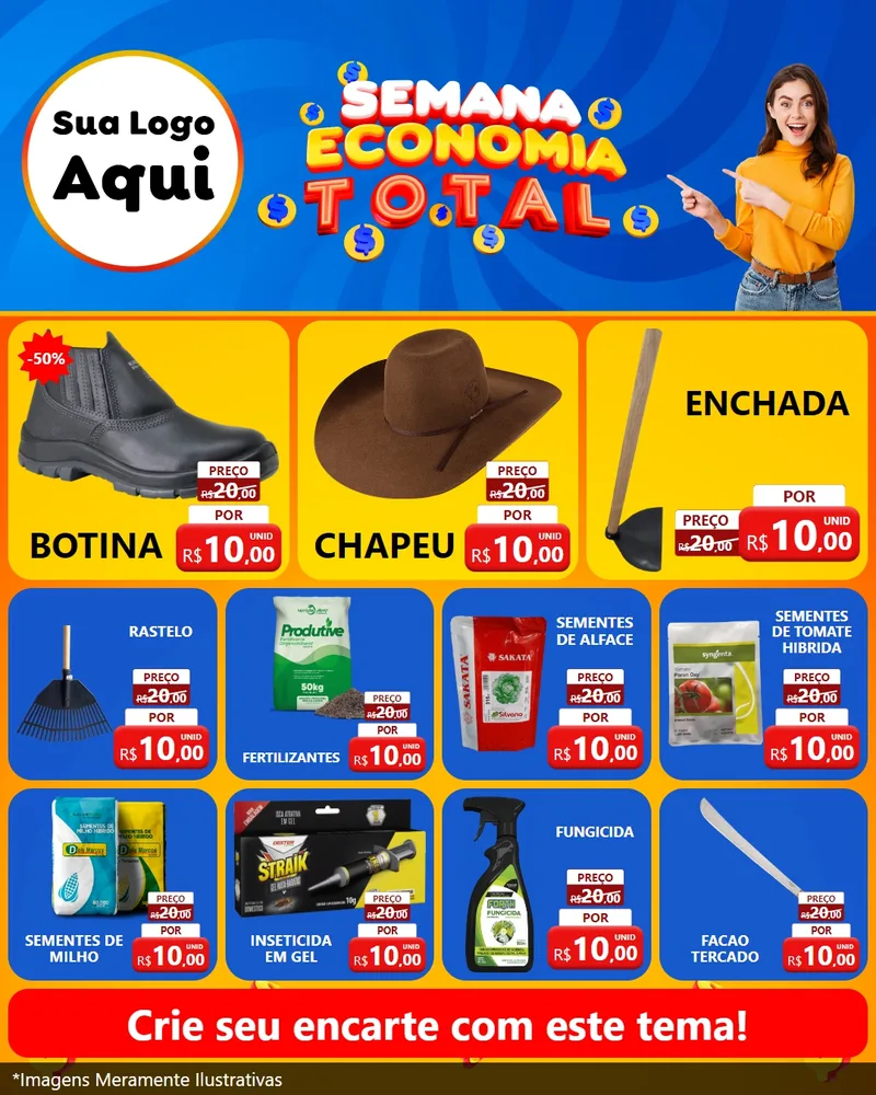 Modelo de Rede Social para Feed Instagram com o tema Semana Economia Total para Agropecuária