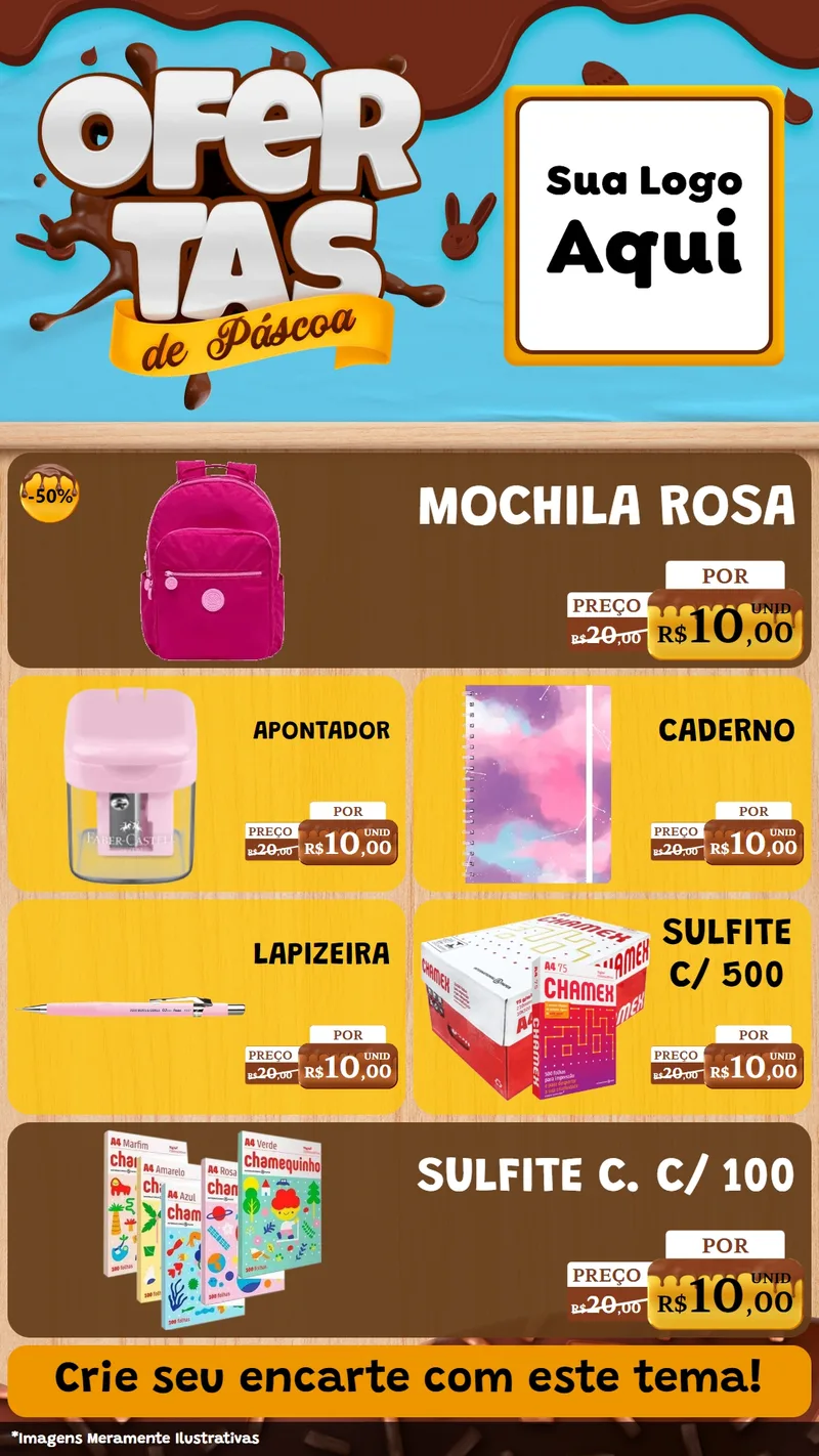 Modelo de TV para TV Vertical com o tema Ofertas de Páscoa para Papelaria