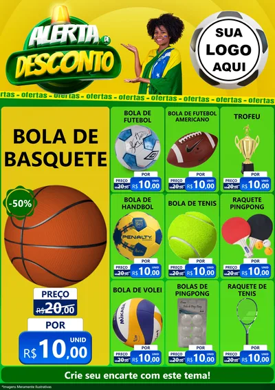 Modelo de Encarte para Encarte A4 Vertical com o tema Alerta de Desconto para Artigos Esportivos