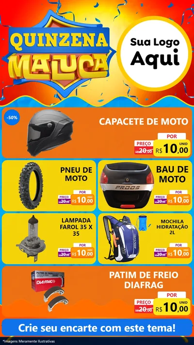 Modelo de TV para TV Vertical com o tema Quinzena Maluca para Moto peças