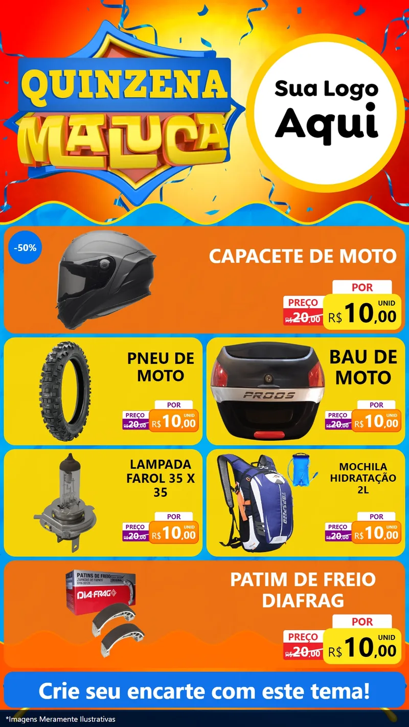 Modelo de TV para TV Vertical com o tema Quinzena Maluca para Moto peças