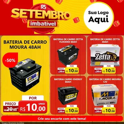 Modelo de Rede Social para Feed Facebook com o tema Setembro Imbatível para Baterias Elétricas