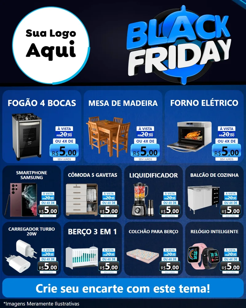 Modelo de Rede Social para Feed Instagram com o tema Black Friday para Móveis e Eletro