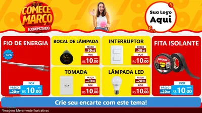 Modelo de TV para TV Horizontal com o tema Comece Março Economizando para Materiais Elétricos