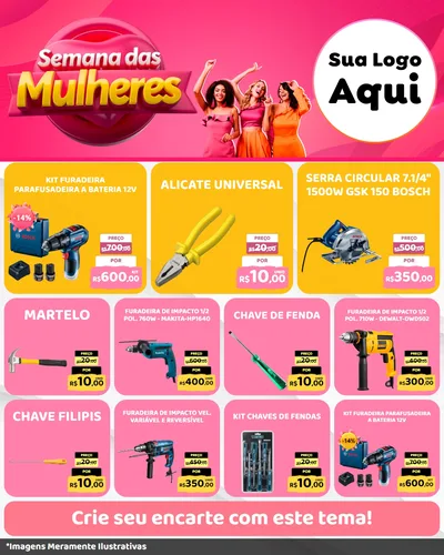 Modelo de Rede Social para Feed Instagram com o tema Semana das Mulheres para Maquinas e Ferramentas