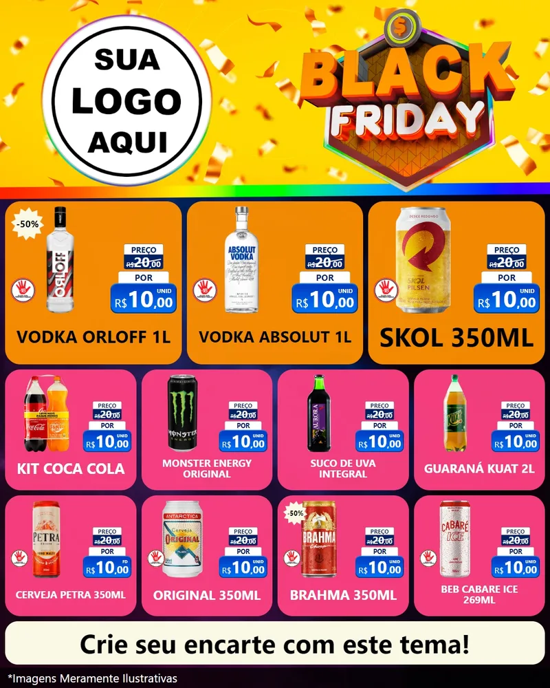 Modelo de Rede Social para Feed Instagram com o tema Black Friday para Distribuidora de bebidas