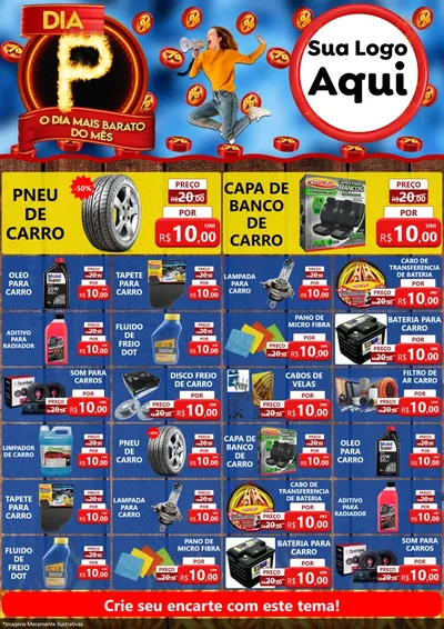 Modelo de Encarte para Encarte A4 Vertical com o tema Dia P - O Dia Mais Barato Do Mês para Auto peças