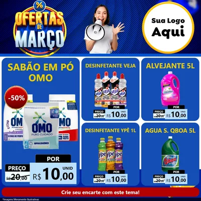Modelo de Rede Social para Feed Facebook com o tema Ofertas de Março para Produtos de Limpeza
