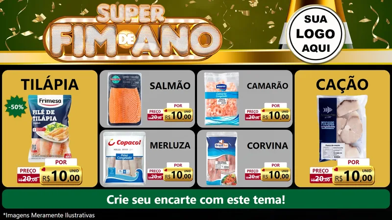 Modelo de TV para TV Horizontal com o tema Super Fim de Ano para Peixaria