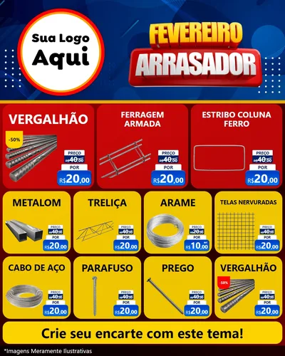 Modelo de Rede Social para Feed Instagram com o tema Fevereiro Arrasador para Ferragens