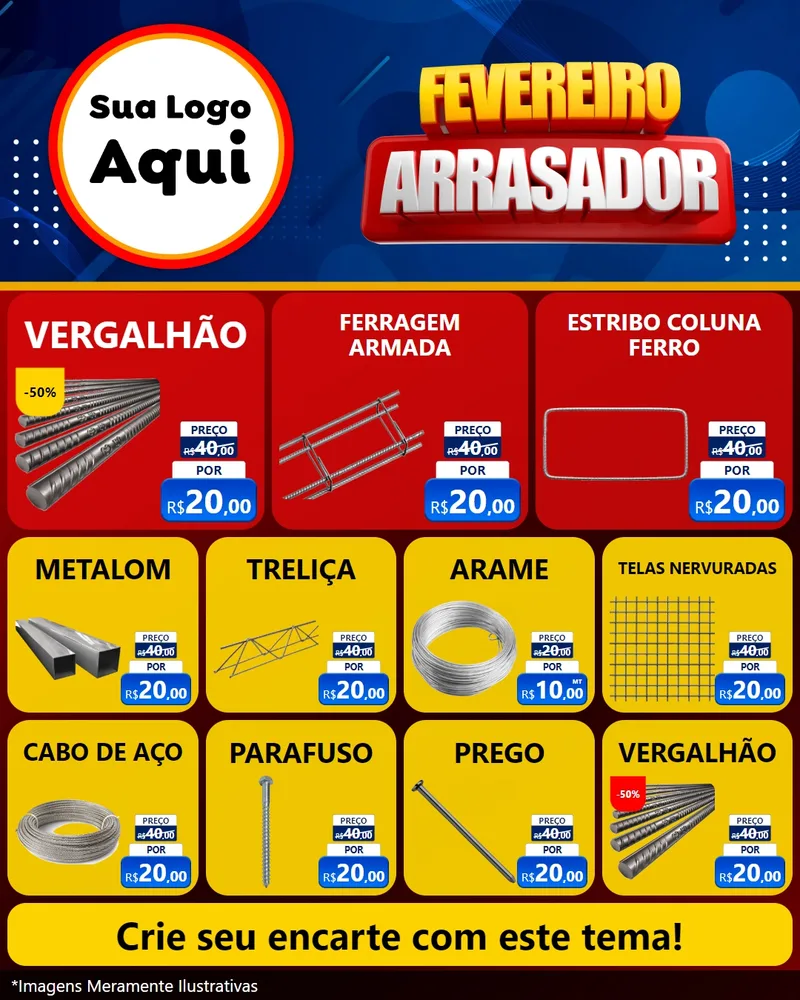 Modelo de Rede Social para Feed Instagram com o tema Fevereiro Arrasador para Ferragens