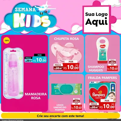 Modelo de Rede Social para Feed Facebook com o tema Semana Kids para Bebês