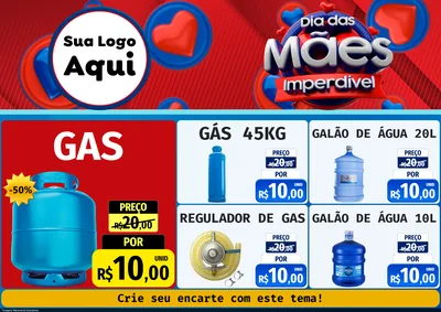 Modelo de Encarte para Encarte A4 Horizontal com o tema Dia Das Mães Imperdível para Água e gás