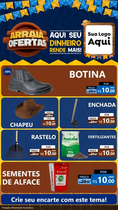 Modelo de TV para TV Vertical com o tema Arraiá de Ofertas - Junina para Agropecuária