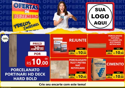 Modelo de Encarte para Encarte A4 Horizontal com o tema Ofertas de Dezembro - Preços Incríveis para Pisos e revestimentos