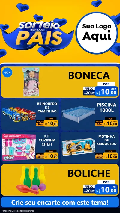 Modelo de TV para TV Vertical com o tema Sorteio Dia dos Pais para Brinquedos
