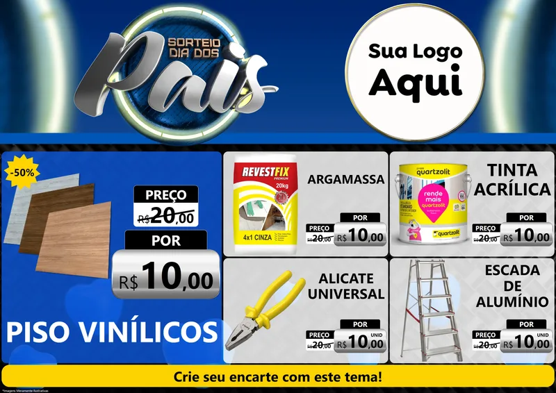 Modelo de Encarte para Encarte A4 Horizontal com o tema Sorteio Dia Dos Pais para Material para Construção