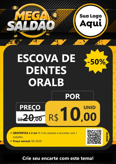 Modelo de Cartaz para Cartaz A4 Vertical com o tema Mega Saldão para Higiene Pessoal