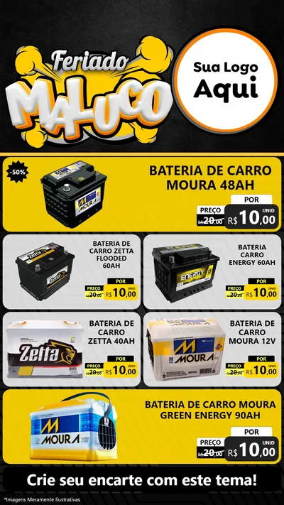 Modelo de TV para TV Vertical com o tema Feriado Maluco para Baterias Elétricas