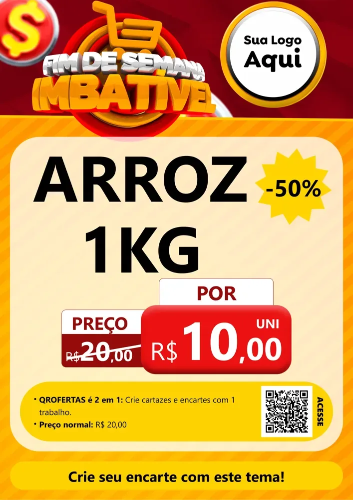 Modelo de Cartaz para Cartaz A4 Vertical com o tema Fim de Semana Imbatível para Supermercado