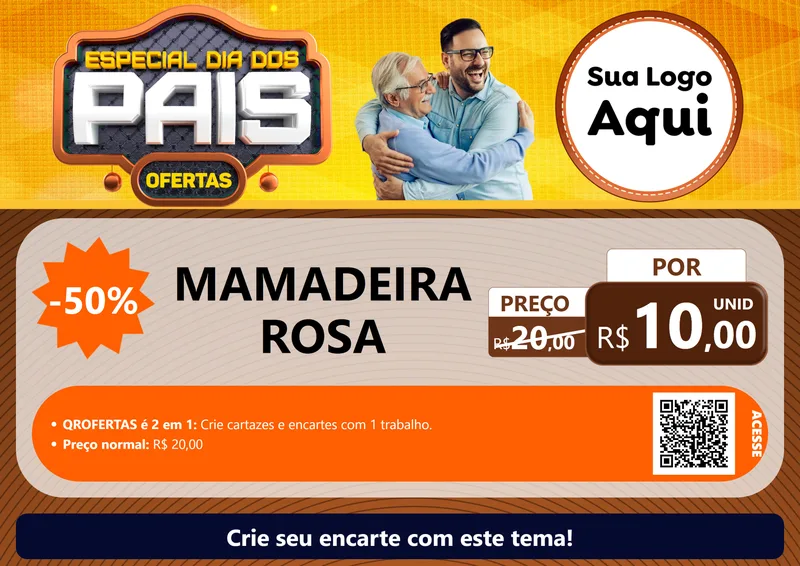 Modelo de Cartaz para Cartaz A4 Horizontal com o tema Especial Dia dos Pais para Bebês