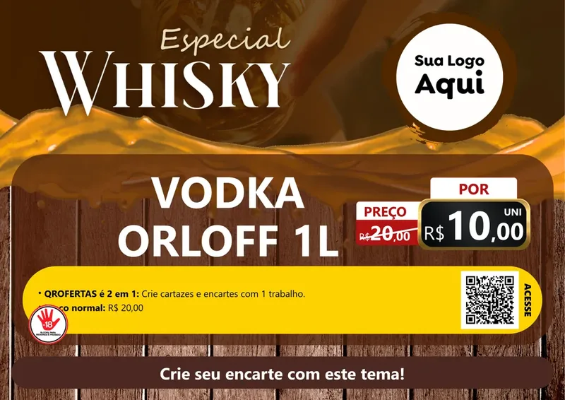 Modelo de Cartaz para Cartaz A4 Horizontal com o tema Especial Whisky para Distribuidora de bebidas