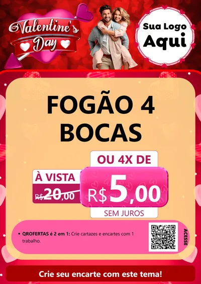 Modelo de Cartaz para Cartaz A4 Vertical com o tema Valentine's Day para Móveis e Eletro