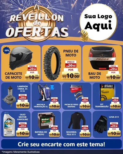 Modelo de Rede Social para Feed Instagram com o tema Réveillon de Ofertas para Moto peças