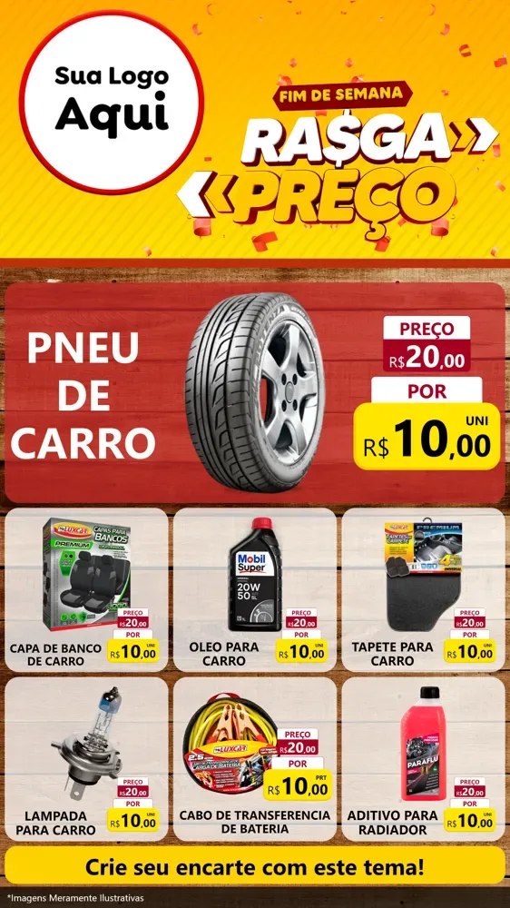 Modelo de Rede Social para Stories com o tema Fim de Semana Rasga Preços para Auto peças