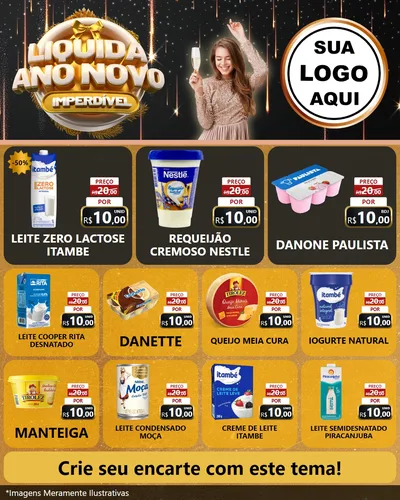 Modelo de Rede Social para Feed Instagram com o tema Liquida Ano Novo Imperdível para Frios e Laticínios