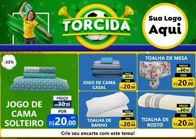 Modelo de Encarte para Encarte A4 Horizontal com o tema Torcida para Cama, Mesa e Banho
