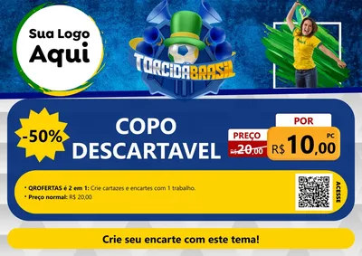 Modelo de Cartaz para Cartaz A4 Horizontal com o tema Torcida Brasil - Copa para Embalagens