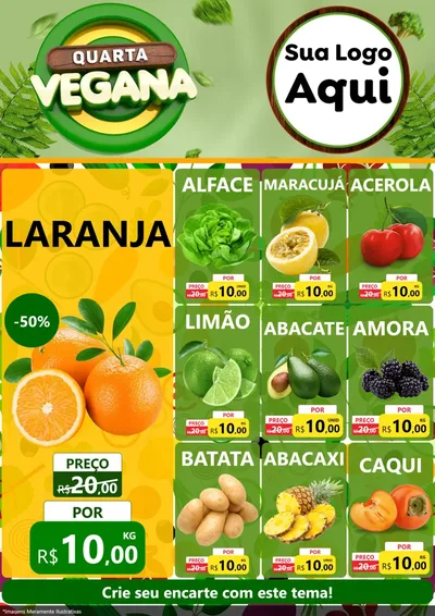 Modelo de Encarte para Encarte A4 Vertical com o tema Quarta Vegana para Hortifrúti