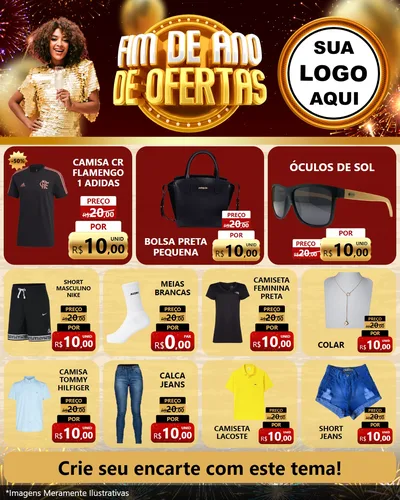 Modelo de Rede Social para Feed Instagram com o tema Fim de Ano de Ofertas para Roupas e acessórios