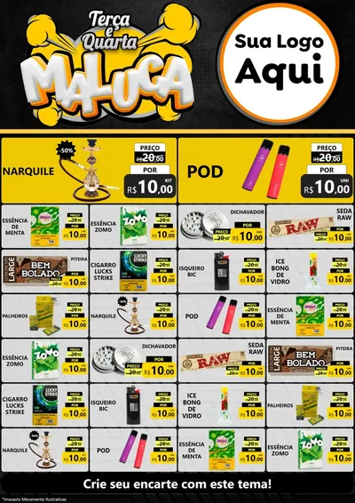 Modelo de Encarte para Encarte A4 Vertical com o tema Terça e Quarta Maluca para Tabacaria