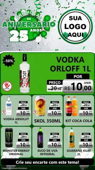 Modelo de Rede Social para Stories com o tema Promoção de Aniversário - 25 Anos para Distribuidora de bebidas