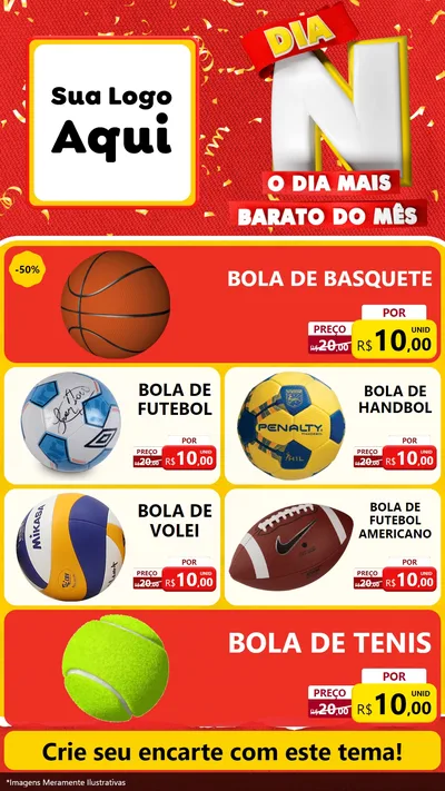 Modelo de TV para TV Vertical com o tema Dia N o Dia Mais Barato do Mês para Artigos Esportivos