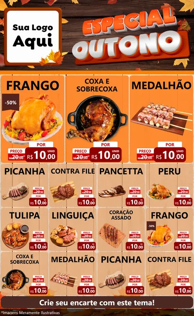 Modelo de Encarte para Encarte Grande com o tema Especial Outono para Assados