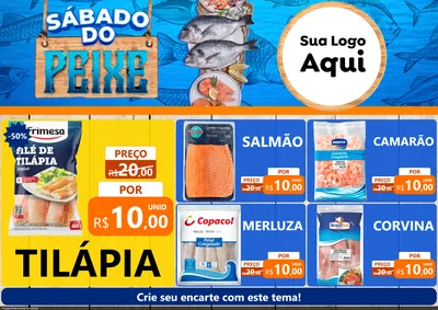 Modelo de Encarte para Encarte A4 Horizontal com o tema Sábado do Peixe para Peixaria