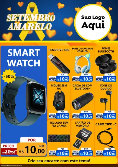 Modelo de Encarte para Encarte A4 Vertical com o tema Setembro Amarelo para Informática