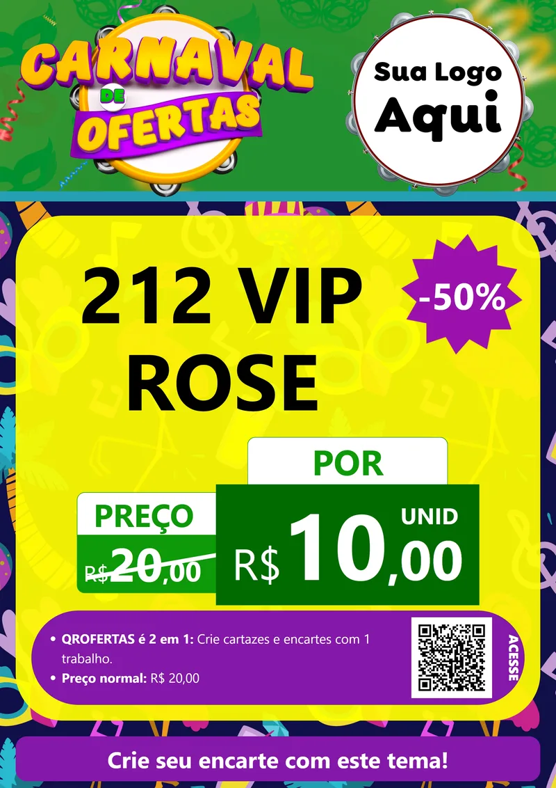 Modelo de Cartaz para Cartaz A4 Vertical com o tema Carnaval de Ofertas para Perfumes