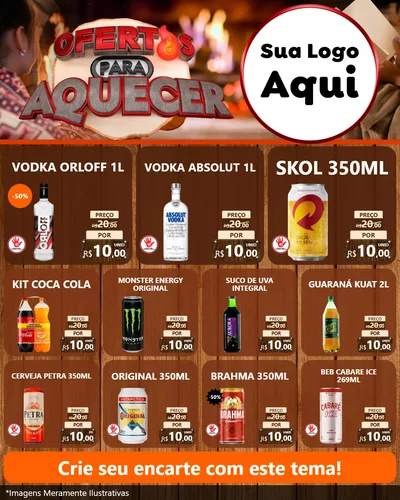 Modelo de Rede Social para Feed Instagram com o tema Ofertas Para Aquecer para Distribuidora de bebidas