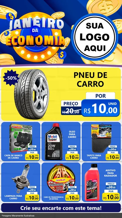 Modelo de Rede Social para Stories com o tema Janeiro da Economia para Auto peças