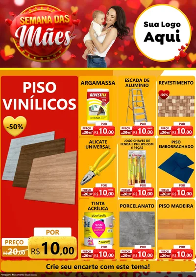 Modelo de Encarte para Encarte A4 Vertical com o tema Semana das Mães para Material para Construção
