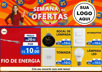 Modelo de Encarte para Encarte A4 Horizontal com o tema Semana de Ofertas para Materiais Elétricos