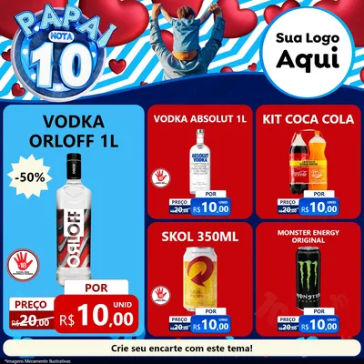 Modelo de Rede Social para Feed Facebook com o tema Papai Nota 10 para Distribuidora de bebidas