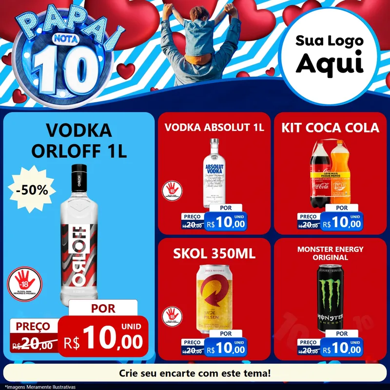 Modelo de Rede Social para Feed Facebook com o tema Papai Nota 10 para Distribuidora de bebidas