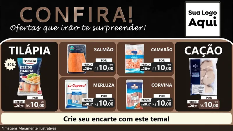 Modelo de TV para TV Horizontal com o tema Confira! Ofertas que irão te surpreender! para Peixaria