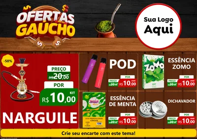 Modelo de Encarte para Encarte A4 Horizontal com o tema Ofertas Dia do Gaúcho para Tabacaria